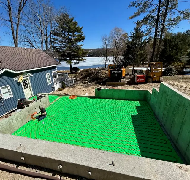 Radiant heat tubing laid in a new foundation slab
